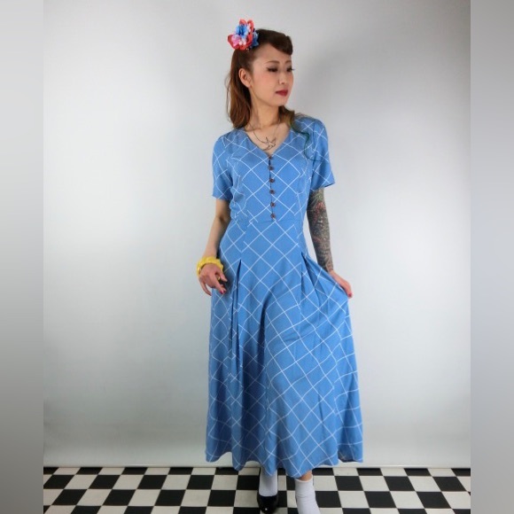 Modcloth Dresses & Skirts - Collectif bright & beautiful daisy harlequin check dress RARE small NWT
